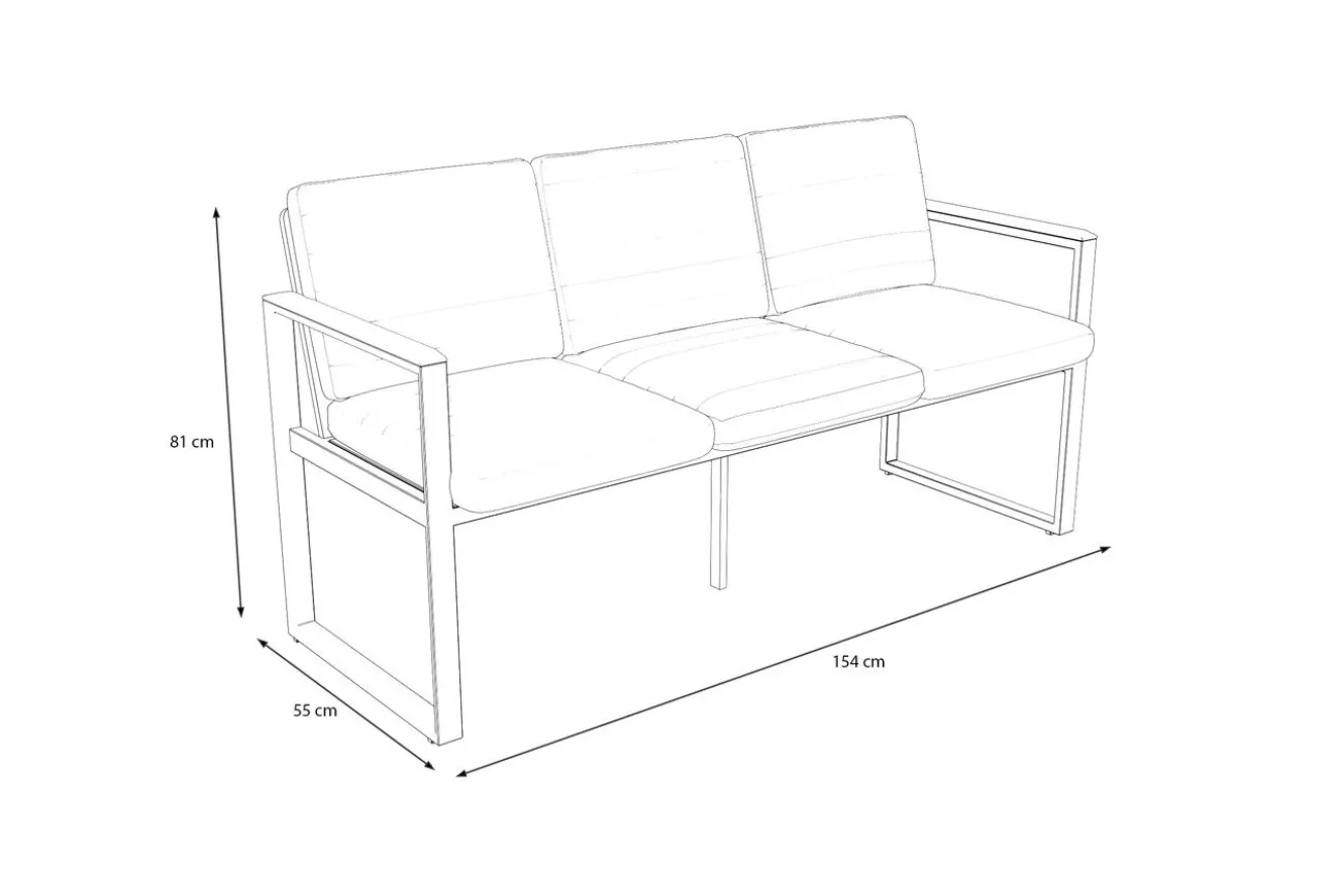 OUTFLEXX Alexander Bank, mattgrau, Alu/Teak, 154x55x75 cm, mit Armlehnen, inkl. Polster