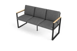 OUTFLEXX Alexander Bank, mattgrau, Alu/Teak, 154x55x75 cm, mit Armlehnen, inkl. Polster