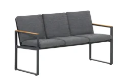 OUTFLEXX Alexander Garten-Essgruppe, mattgrau, Alu/Teak, Ausziehtisch 206/266x100cm, 4 Stühle, 3er Bank, inkl. Polster