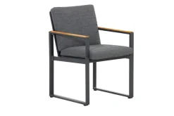 OUTFLEXX Alexander Stuhl, mattgrau, Alu/Teak, 58x55x81cm, mit Armlehnen, inkl. Polster