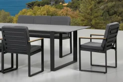 OUTFLEXX Alexander Stuhl, mattgrau, Alu/Teak, 58x55x81cm, mit Armlehnen, inkl. Polster