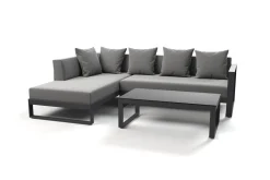 OUTFLEXX Almeria Gartenmöbel-Set Lounge inkl. Ampelschirm, anthrazit/grau, Alu/Glas, 400 x 300 cm, pulverbeschichtet, UV-Schutz, witterungsbeständig