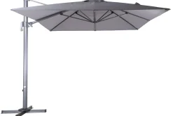 OUTFLEXX Almeria Gartenmöbel-Set Essgruppe inkl. Ampelschirm, anthrazit matt/grau, Alu/Edelstahl/Glas, 180/240 x 100 cm, ausziehbar, klappbar, UV-beständig