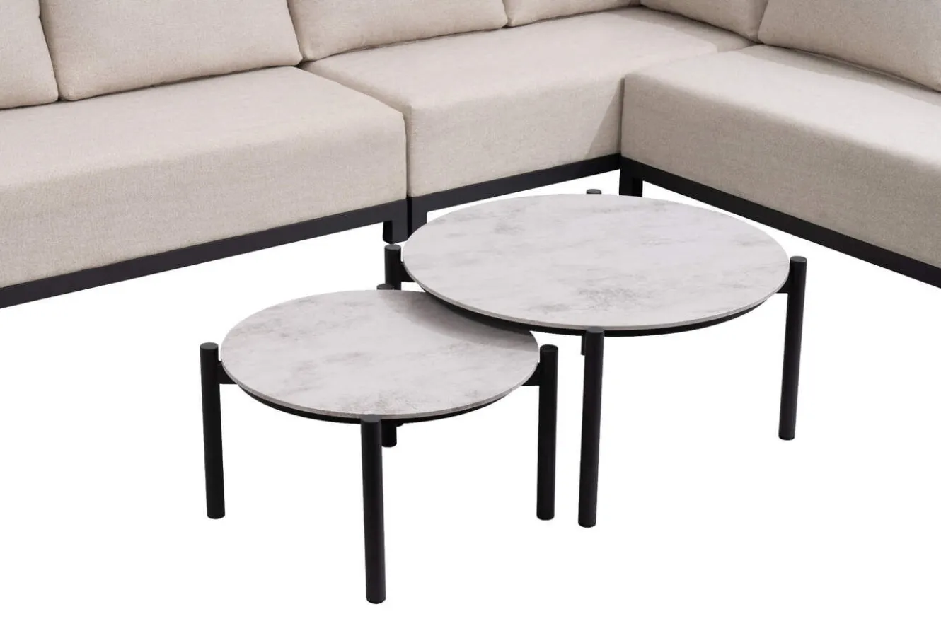 OUTFLEXX Altea Gartenlounge für 5-6 Personen, beige-weiß, Aluminium/Polyesterbezug, wetterfest und pflegeleicht