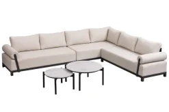 OUTFLEXX Altea Gartenlounge für 5-6 Personen, beige-weiß, Aluminium/Polyesterbezug, wetterfest und pflegeleicht