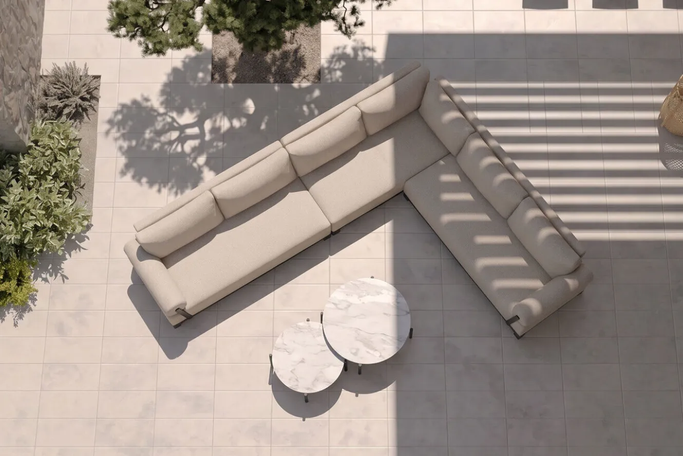 OUTFLEXX Altea Gartenlounge für 5-6 Personen, beige-weiß, Aluminium/Polyesterbezug, wetterfest und pflegeleicht