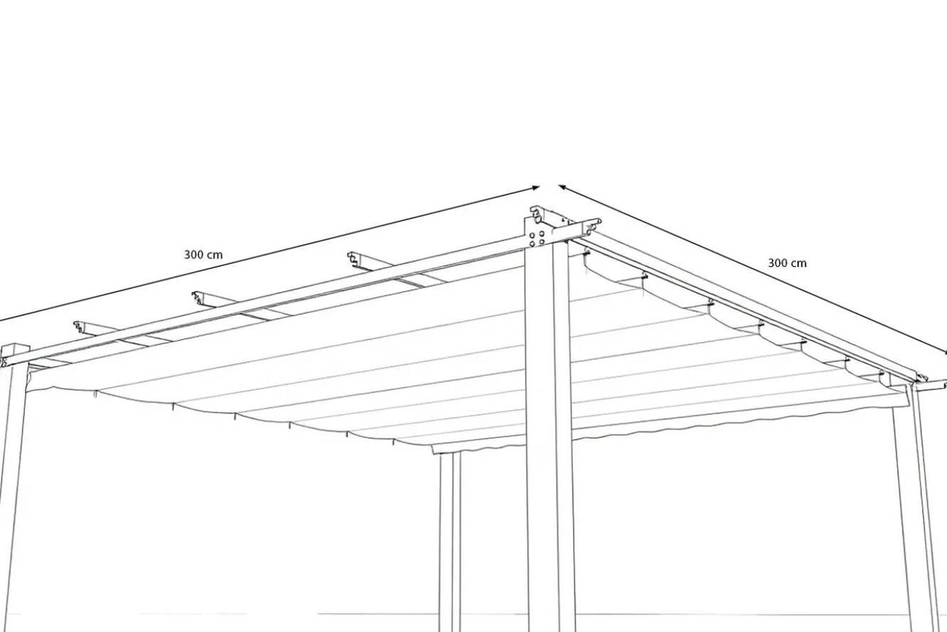 OUTFLEXX Antalya Ersatzdach für Pergola, creme, Polyester mit PA-Beschichtung, UV30+, passend für Pergola 3x3 m