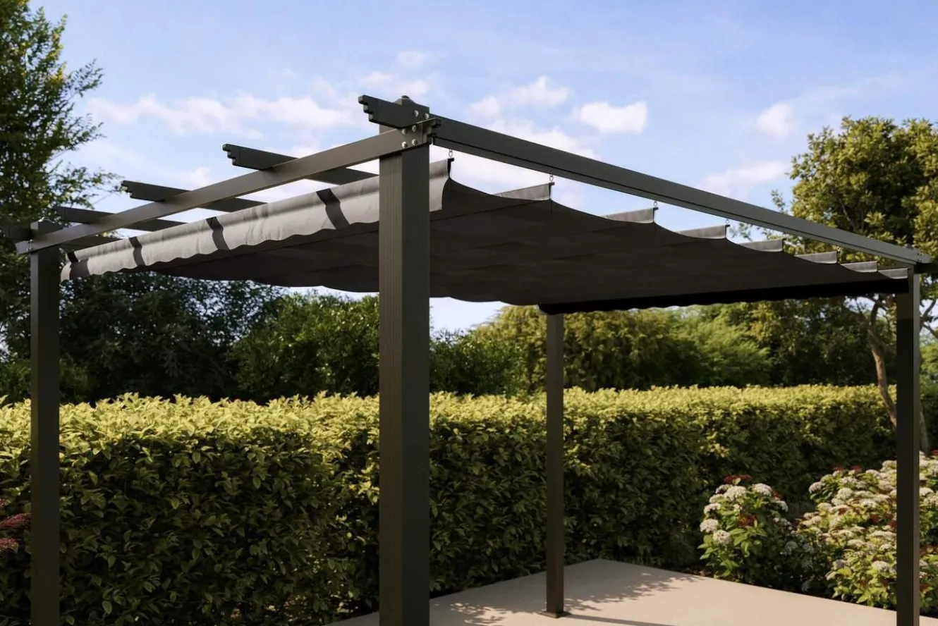 OUTFLEXX Antalya Ersatzdach für Pergola, anthrazit, Polyester mit PA-Beschichtung, UV30+, passend für Pergola 3x3 m