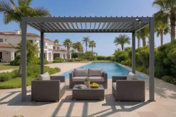OUTFLEXX Antalya Lamellenpergola, schwarz, Alu, 4 x 4 m, pulverbeschichtet, wetterfest, verstellbare Lamellen