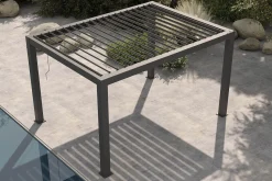OUTFLEXX Antalya Lamellenpergola, schwarz, Alu, 4 x 4 m, pulverbeschichtet, wetterfest, verstellbare Lamellen