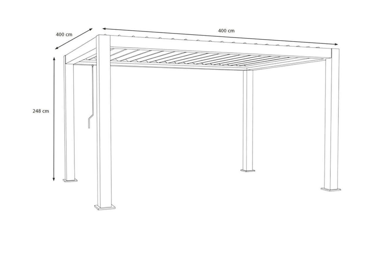 OUTFLEXX Antalya Lamellenpergola, schwarz, Alu, 4 x 4 m, pulverbeschichtet, wetterfest, verstellbare Lamellen