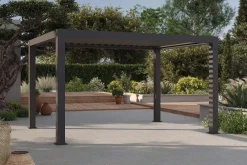 OUTFLEXX Antalya Lamellenpergola, schwarz, Alu, 4 x 4 m, pulverbeschichtet, wetterfest, verstellbare Lamellen