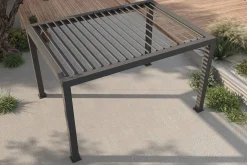 OUTFLEXX Antalya Lamellenpergola, schwarz, Alu, 4 x 4 m, pulverbeschichtet, wetterfest, verstellbare Lamellen