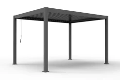 OUTFLEXX Antalya Lamellenpergola, schwarz, Alu, 4 x 4 m, pulverbeschichtet, wetterfest, verstellbare Lamellen