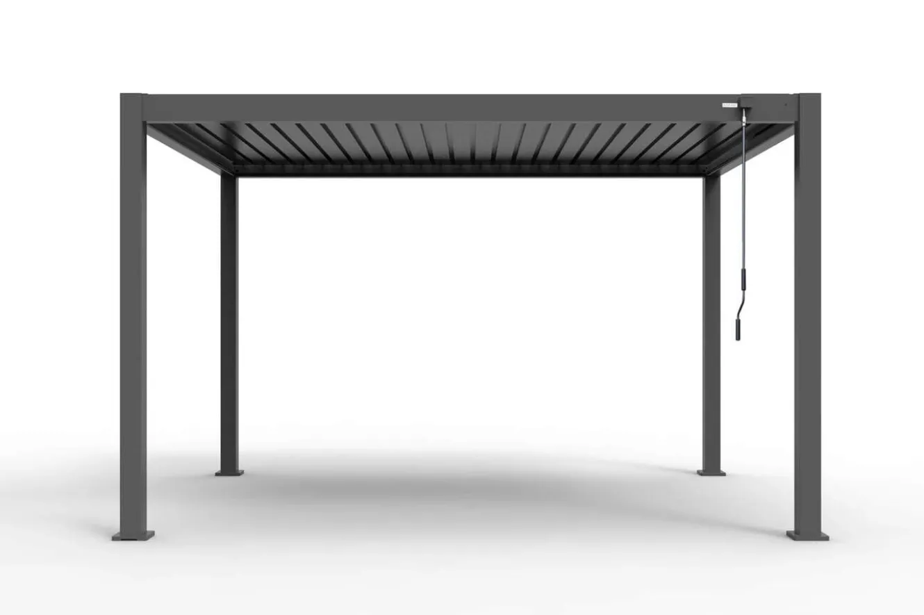 OUTFLEXX Antalya Lamellenpergola, schwarz, Alu, 4 x 4 m, pulverbeschichtet, wetterfest, verstellbare Lamellen