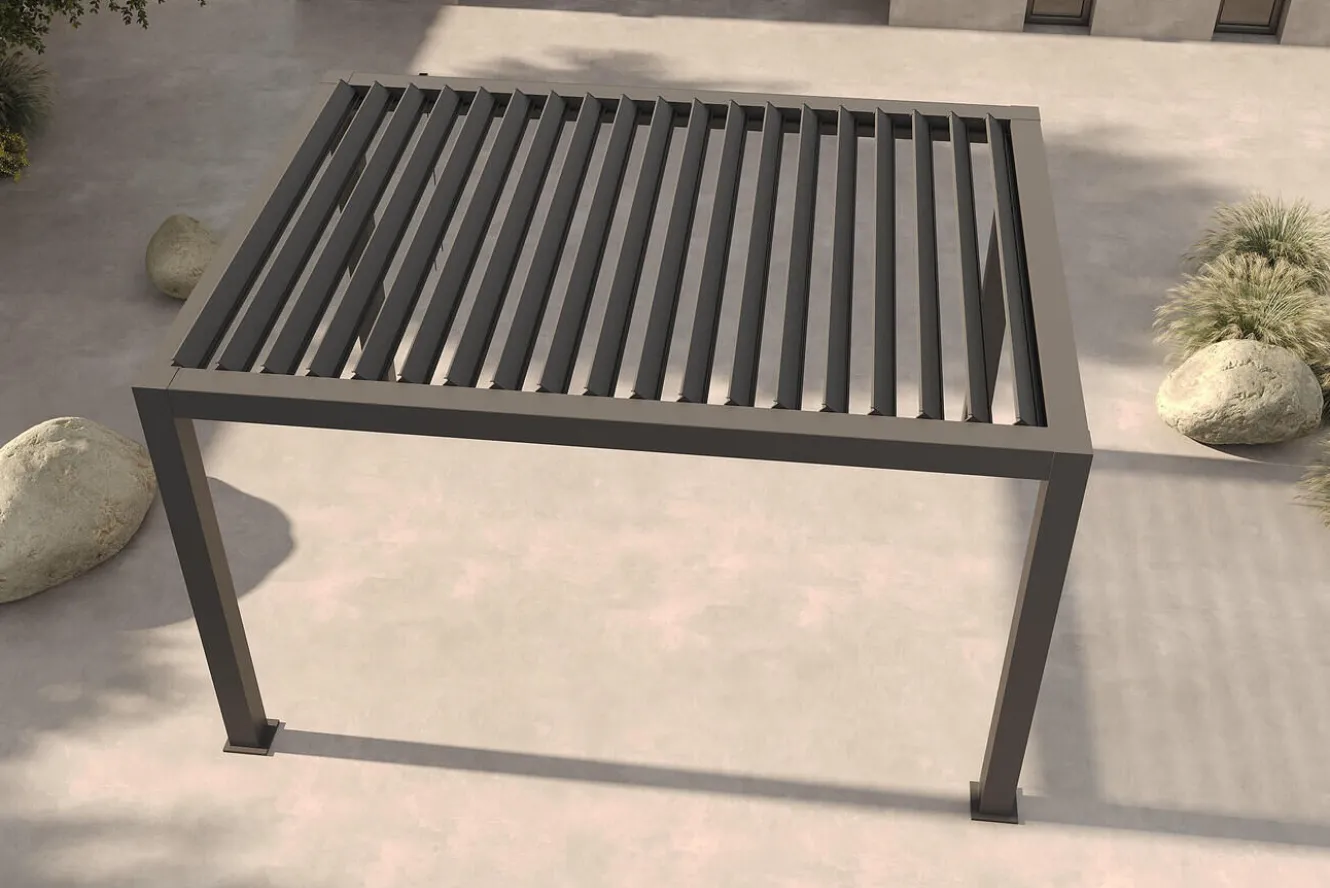 OUTFLEXX Antalya Lamellenpergola, schwarz, Alu pulverbeschichtet, 3 x 4 m, witterungsbeständig, verstellbares Lamellendach
