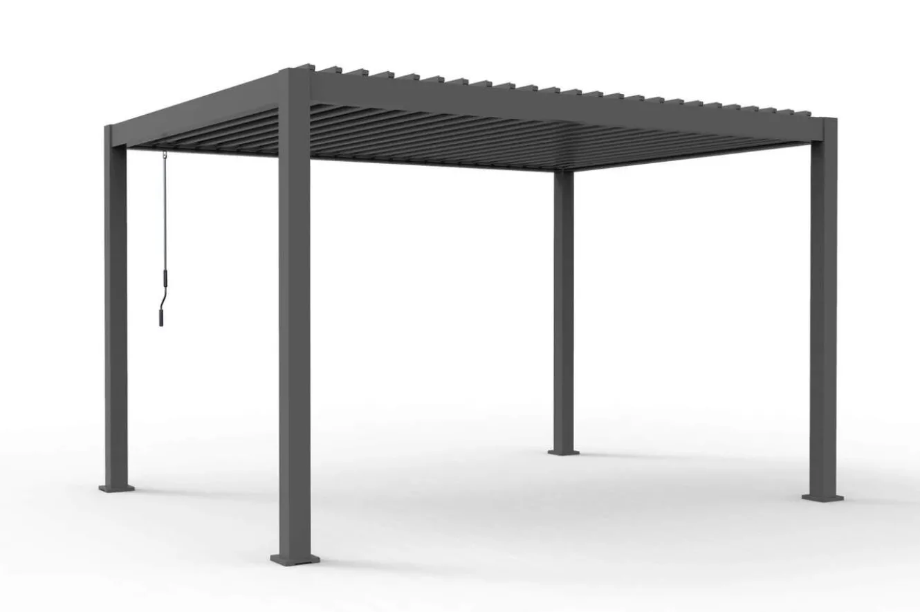 OUTFLEXX Antalya Lamellenpergola, schwarz, Alu pulverbeschichtet, 3 x 4 m, witterungsbeständig, verstellbares Lamellendach