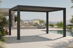 OUTFLEXX Antalya Lamellenpergola, schwarz, Alu pulverbeschichtet, 3 x 4 m, witterungsbeständig, verstellbares Lamellendach