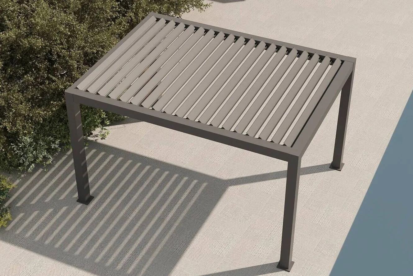 OUTFLEXX Antalya Lamellenpergola, schwarz, Alu pulverbeschichtet, 3 x 4 m, witterungsbeständig, verstellbares Lamellendach