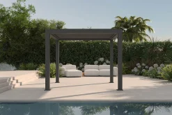 OUTFLEXX Antalya Lamellenpergola, schwarz, Alu pulverbeschichtet, 3 x 3 m, wetterfest, Lamellendach verstellbar