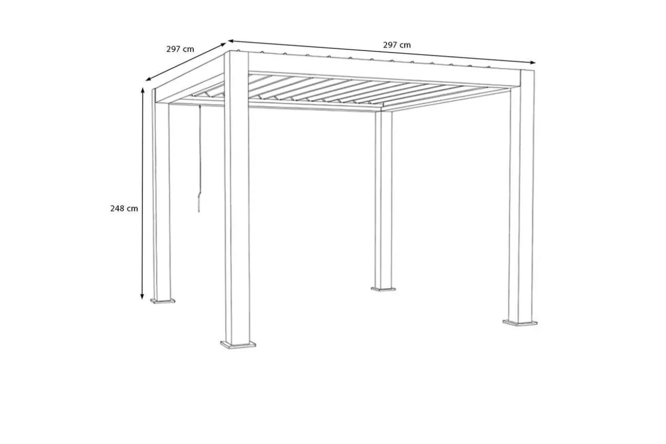 OUTFLEXX Antalya Lamellenpergola, schwarz, Alu pulverbeschichtet, 3 x 3 m, wetterfest, Lamellendach verstellbar