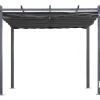OUTFLEXX Antalya Pergola mit faltbarem Stoffdach, Anthrazit, Aluminium/Stahl/Polyester, 3 x 3 m, UV-Schutz 30+