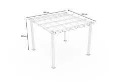 OUTFLEXX Antalya Pergola mit faltbarem Stoffdach, Anthrazit, Aluminium/Stahl/Polyester, 3 x 3 m, UV-Schutz 30+