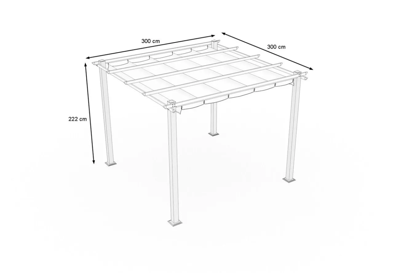 OUTFLEXX Antalya Pergola mit faltbarem Stoffdach, Anthrazit, Aluminium/Stahl/Polyester, 3 x 3 m, UV-Schutz 30+