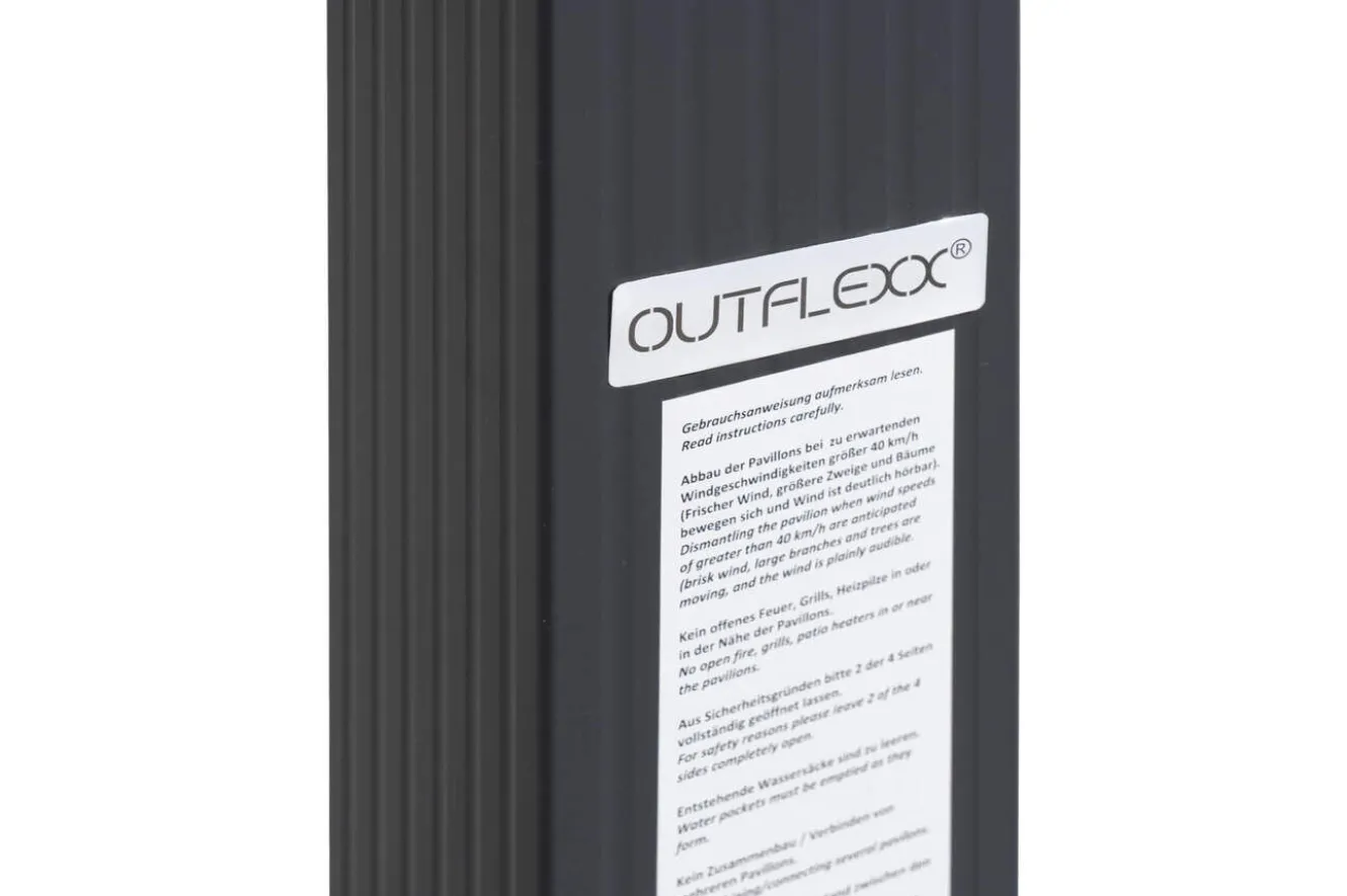 OUTFLEXX Antalya Pergola mit faltbarem Stoffdach, Anthrazit, Aluminium/Stahl/Polyester, 3 x 3 m, UV-Schutz 30+