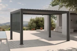 OUTFLEXX Antalya Seitenrollo, schwarz, Aluminium mit Textilene-Gewebe, 3 x 2,7 m, UV- und witterungsbeständig