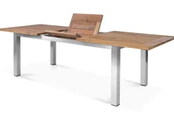 OUTFLEXX Ausziehtisch, Edelstahl/recyceltes Teak, 200/260x100cm, rustikal gebürstet, FSC®-zertifiziertes Produkt