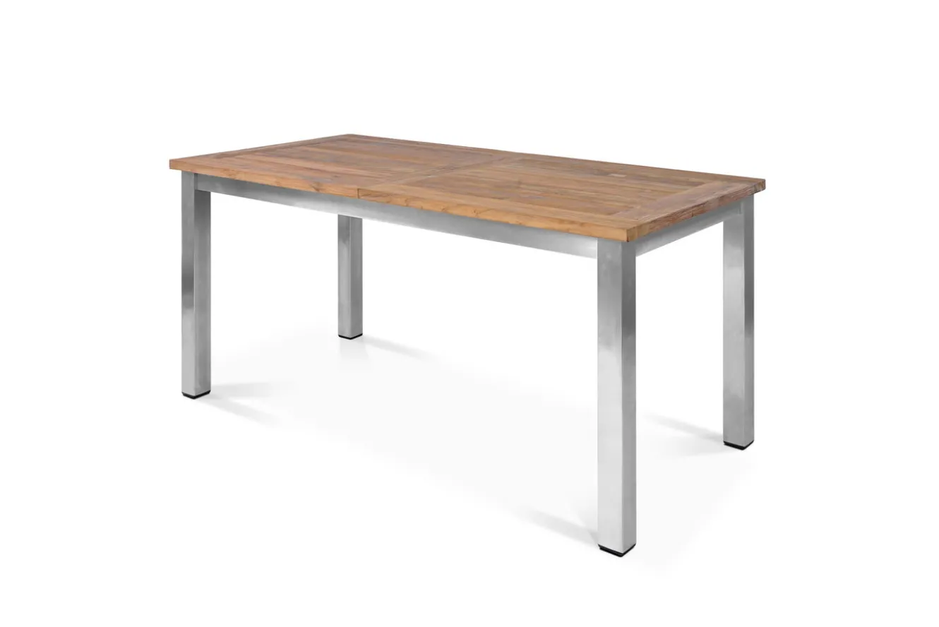 OUTFLEXX Ausziehtisch, Edelstahl/recyceltes Teak, 200/260x100cm, rustikal gebürstet, FSC®-zertifiziertes Produkt