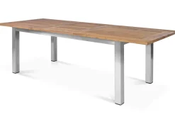 OUTFLEXX Ausziehtisch, Edelstahl/recyceltes Teak, 200/260x100cm, rustikal gebürstet, FSC®-zertifiziertes Produkt