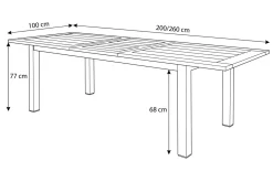 OUTFLEXX Ausziehtisch, Edelstahl/recyceltes Teak, 200/260x100cm, rustikal gebürstet, FSC®-zertifiziertes Produkt