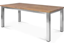 OUTFLEXX Ausziehtisch, Edelstahl/recyceltes Teak, 200/260x100cm, rustikal gebürstet, FSC®-zertifiziertes Produkt