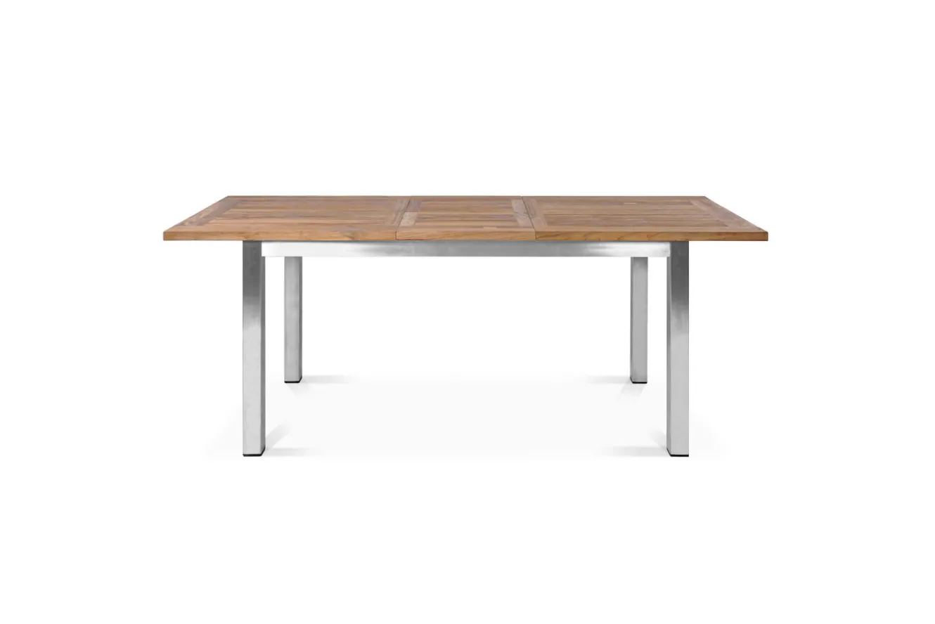 OUTFLEXX Ausziehtisch, Edelstahl/recyceltes Teak, 200/260x100cm, rustikal gebürstet, FSC®-zertifiziertes Produkt