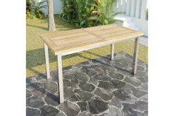 OUTFLEXX Ausziehtisch, Edelstahl/recyceltes Teak, 200/260x100cm, rustikal gebürstet, FSC®-zertifiziertes Produkt