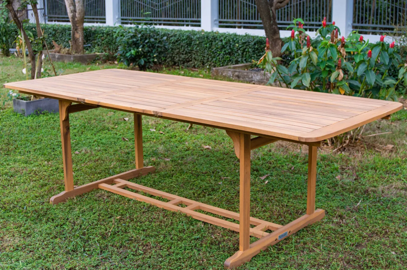 OUTFLEXX Ausziehtisch, natur, Akazie, 180/240 x 100 cm, Ausziehfunktion