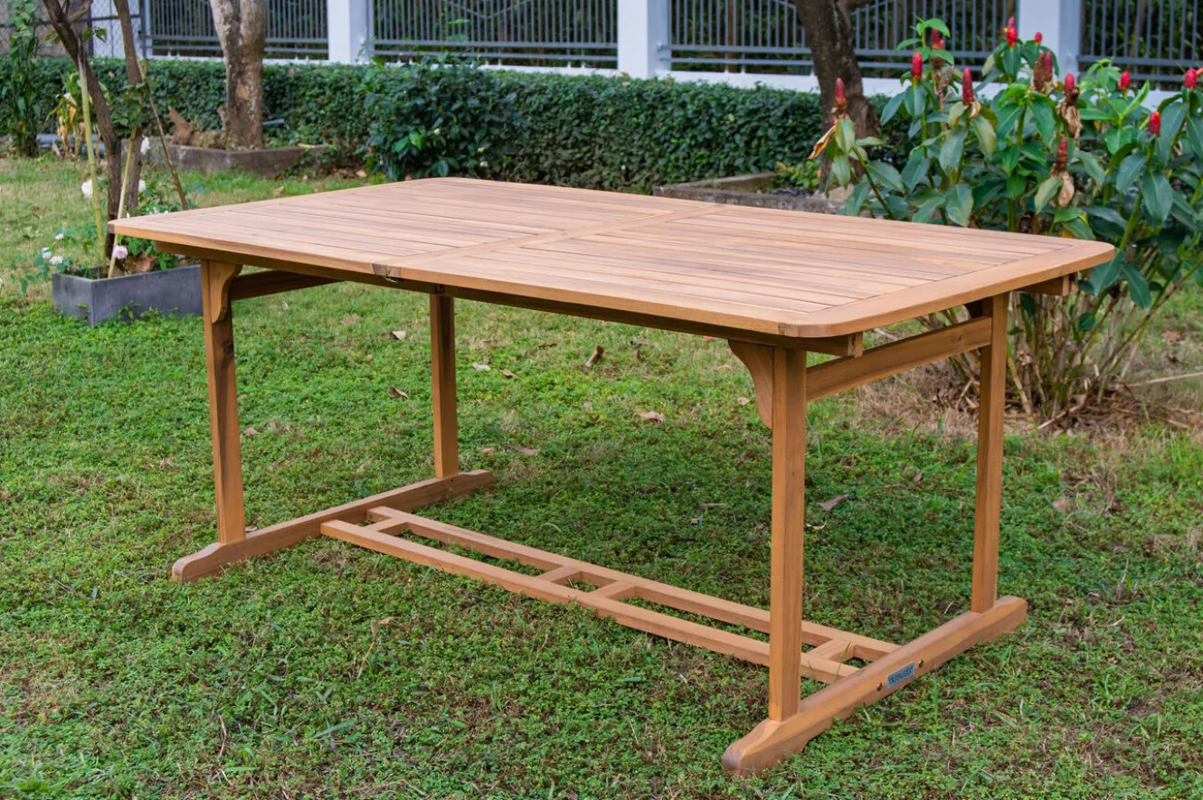 OUTFLEXX Ausziehtisch, natur, Akazie, 180/240 x 100 cm, Ausziehfunktion