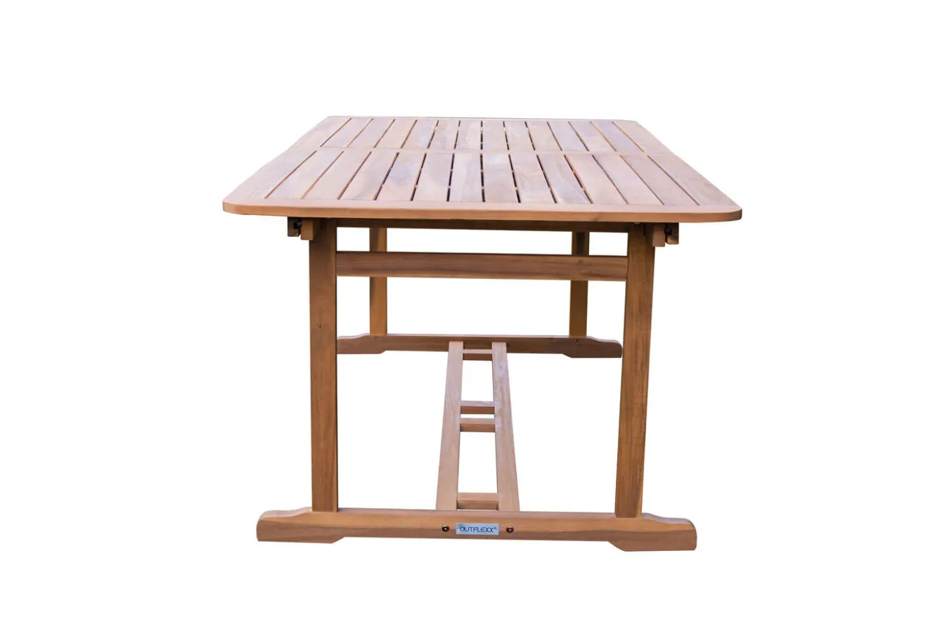 OUTFLEXX Ausziehtisch, natur, Akazie, 180/240 x 100 cm, Ausziehfunktion