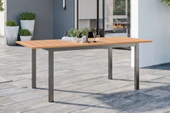 OUTFLEXX Ausziehtisch, Teak/Edelstahl, Plattenstärke 20mm, 150/200x90cm