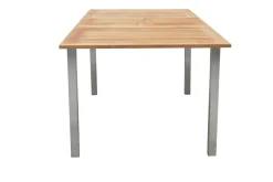 OUTFLEXX Ausziehtisch, Teak/Edelstahl, Plattenstärke 20mm, 150/200x90cm