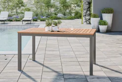 OUTFLEXX Ausziehtisch, Teak/Edelstahl, Plattenstärke 20mm, 150/200x90cm