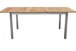 OUTFLEXX Ausziehtisch, Teak/Edelstahl, Plattenstärke 20mm, 150/200x90cm