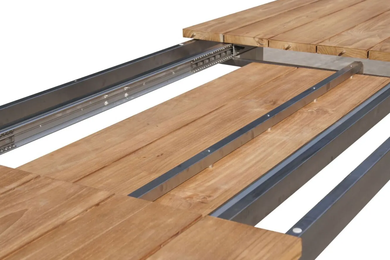 OUTFLEXX Ausziehtisch, Teakholz/Edelstahl, Plattenstärke 25 mm, 220/340 x 100 cm, FSC®-zertifiziertes Produkt