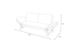 OUTFLEXX Bali Lounge/Liege, creme/natur, Akazie/Polyester, geölt, 198 x 68 x 78 cm, verstellbar, inkl. Kissen, FSC®-zertifiziertes Produkt