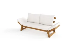 OUTFLEXX Bali Lounge/Liege, creme/natur, Akazie/Polyester, geölt, 198 x 68 x 78 cm, verstellbar, inkl. Kissen, FSC®-zertifiziertes Produkt