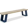 OUTFLEXX Bank, dark grey/natur, Alu/recyceltes Teak, 240x100x45cm, mit Baumkante, FSC®-zertifiziertes Produkt