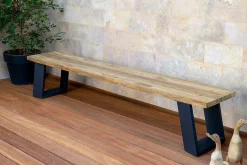 OUTFLEXX Bank, dark grey/natur, Alu/recyceltes Teak, 240x100x45cm, mit Baumkante, FSC®-zertifiziertes Produkt