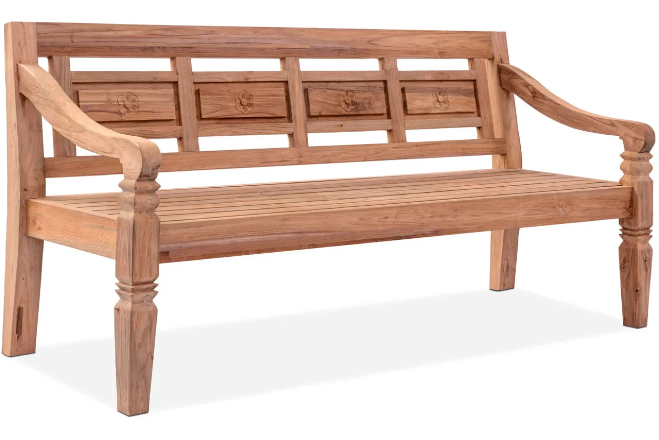 OUTFLEXX Bank, natur, recycled Teak, 180x70x85cm, aufwändig gestaltet, mit Armlehnen
